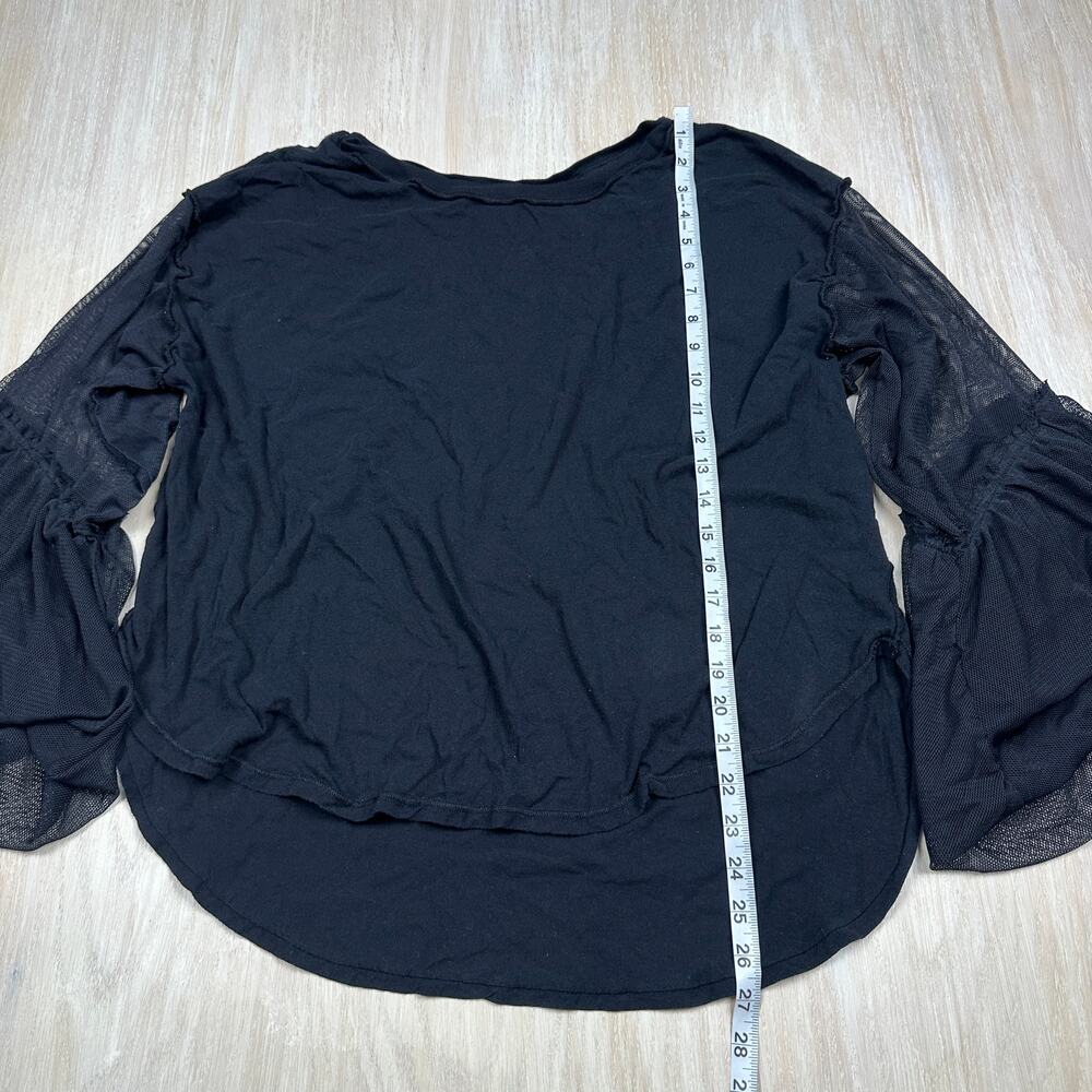 Free People Black Still Got It Boho Mesh Bell Sleeve Gothic Top Blouse Medium - Picture 7 of 13